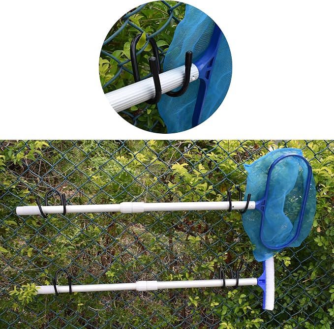 YYST Pool Tool Organizer Holder Pool Cleaning Accessory Organizer Holder Rack - Store Poles, Brushes, Nets, Vacuum Heads,Leaf Rakes, Skimmers, etc (4)