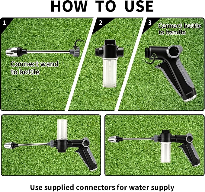 Garden Hose Nozzle High Pressure,360 Rotating Water Sprayer with 3 Spray Modes,Turn Any Hose into a High Pressure Water Cleaning,Heavy Duty Hose Attachment for Car Washing,Patio,Yard,Garden Cleaning