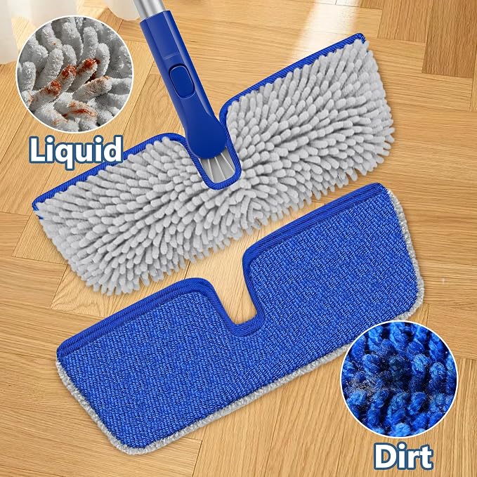 Reusable Mop Pads for Enspoway Dust Mop: Double-Sided Microfiber Refills | Washable Chenille Absorbent Pads Replacement for Hardwood Laminate Kitchen Bathroom Tile Floor Cleaning, Only for B0FRDZDTMP