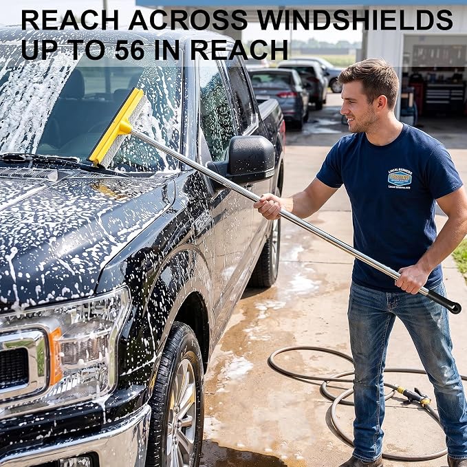 Window Cleaning Kit with 10L Collapsible Bucket | Includes a 56-inch windshield squeegee for car, home and outdoor window cleaning