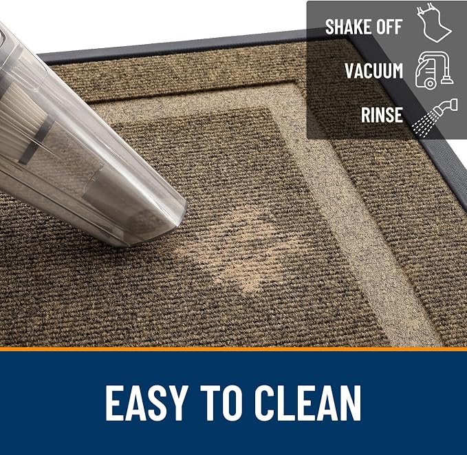 OLANLY Front Door Mat Outside 47x23, All-Season Heavy-Duty Rubber Doormat | Brown, Absorbent, Stain and Fade Resistant, Waterproof Non-Slip Backing, Low-Profile Indoor Outdoor Floor Mat for Entryway