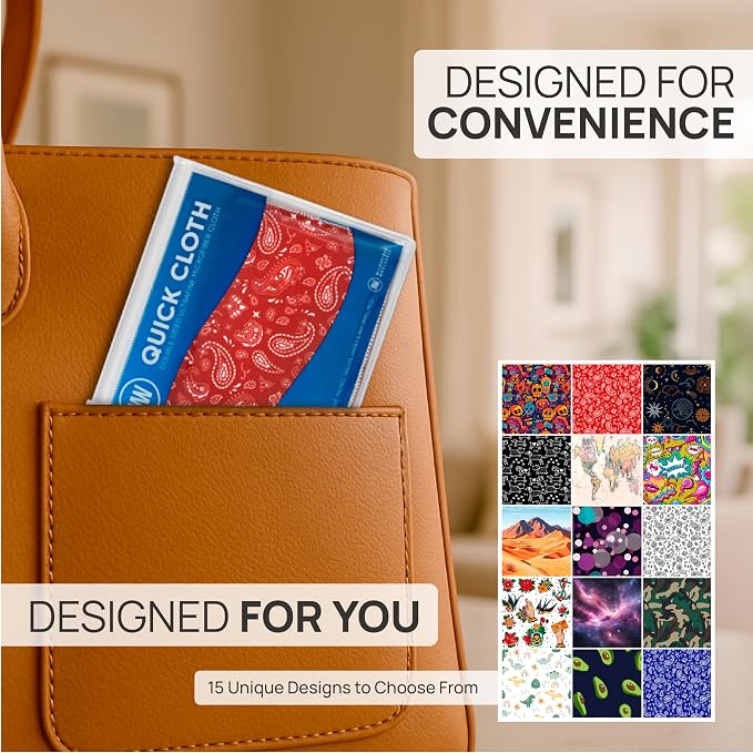 Microfiber Wholesale Quick Cloth Glasses Cleaning Cloth 8x8 Paisley Red | 1-Pack with Case | Double-Sided Lens Cleaner for Eyeglasses, Camera & Screens | Reusable Microfiber Glass Polishing Cloths