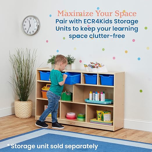 ECR4Kids Scoop Front Storage Bin, Multipurpose Organization, Blue, 5-Piece | Durable plastic, GREENGUARD Gold Certified, 1.2 gallon capacity, lightweight & nestable, built-in handle, classroom/home use