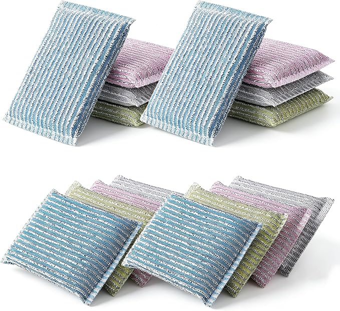 Non-Scratch Kitchen Cleaning Scrub Pads -16 Pack Random Color, 12.5x8.5 cm Gentle Scrubbers for Non-Stick Cookware Dishes FORUMALL (16PCS)
