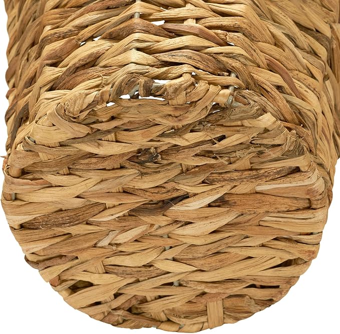 Household Essentials Wicker Waste Basket, Woven Leaf Basket with Wire Frame, Trash Bin or Storage Basket for Bedroom, Bathroom, Office and More