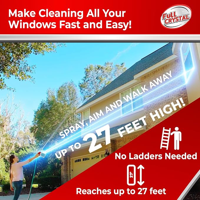 Full Crystal Window Cleaner, Bottle + 16oz Powder, Cleans Up to 20 Windows