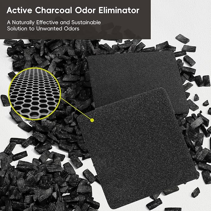 EKO Trash Can Deodorizer Filter Kit with Case, 2-Pack | Activated Charcoal Refills, Powerful Odor Absorption, Long-Lasting Freshness, Compact Size, Easy Installation