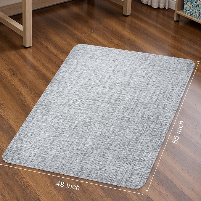 Sycoodeal Office Chair Mat for Hardwood & Tile Floor, 48" x 55" Heavy Duty Computer Gaming Chair Mat for Rolling Chairs Non-Curve, Anti-Slip, Floor Protector for Home Office (Grey)