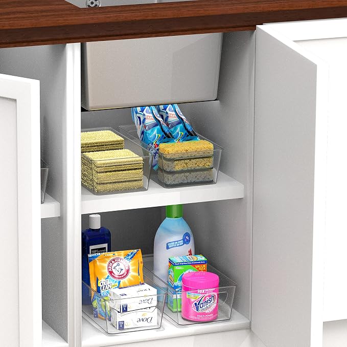 Simple Houseware 2 Pack Clear Fridge Organizer Bin Storage (12"x6"x3.4") | for Cabinet / Pantry / Refrigerator / Freezer / Kitchen