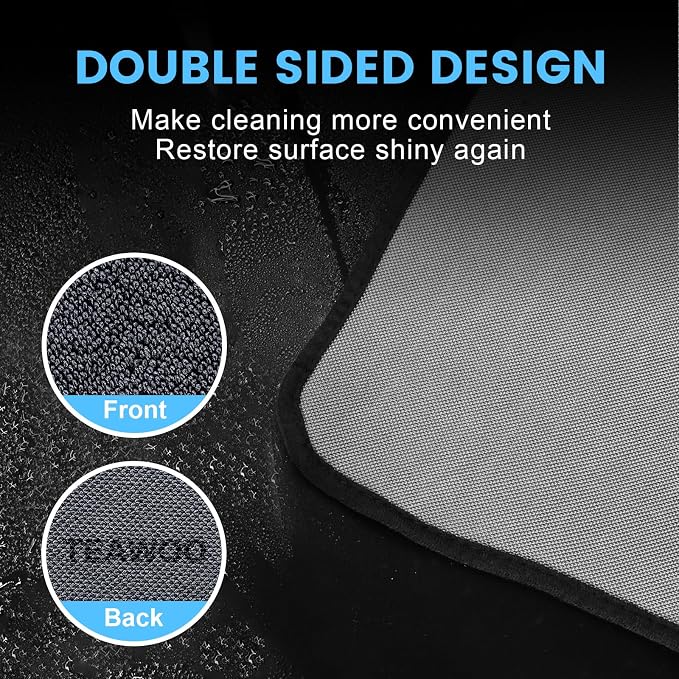 TEAWOO Shiny Wipes Shower Cleaning Cloth, Ultra Absorbent Car Drying Towel, 4 Pack 16 x 24 inch Microfiber Cleaning Cloth for Car, Bath & Househood