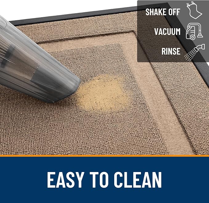 OLANLY Front Door Mat Outside 47x23, All-Season Heavy-Duty Rubber Doormat | Mocha, Absorbent, Stain and Fade Resistant, Waterproof Non-Slip Backing, Low-Profile Indoor Outdoor Floor Mat for Entryway