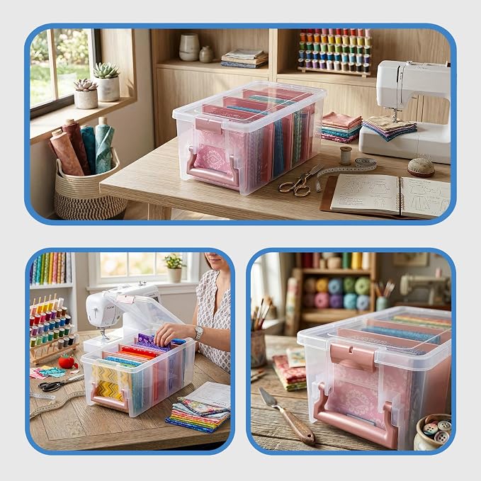 ArtBin Semi Satchel Portable Craft Organizer with 3 Dividers - Clear Plastic Storage Case for Art & Craft Supplies | 3 Removable Dividers, 15.2 x 8 x 6.2 Inches, Secure Latches, Carry Handle, Clear Durable Polypropylene