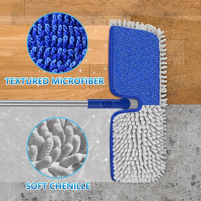 Reusable Mop Pads for Enspoway Dust Mop: Double-Sided Microfiber Refills | Washable Chenille Absorbent Pads Replacement for Hardwood Laminate Kitchen Bathroom Tile Floor Cleaning, Only for B0FRDZDTMP