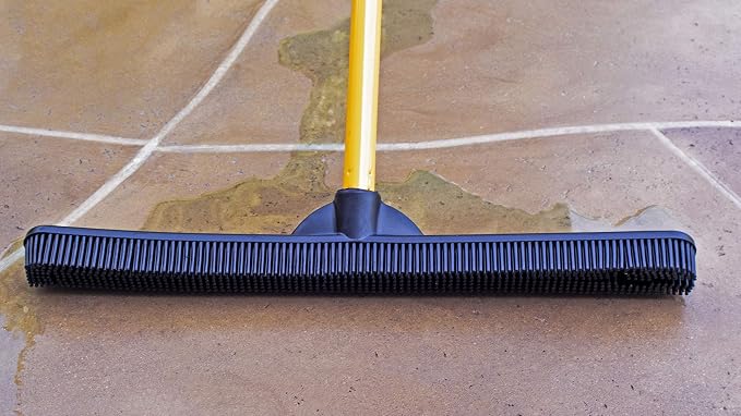 FURemover Pet Hair Removal Rubber Broom, Heavy Duty Cleaning 18" Broom Head | Multi-Surface Rubber Broom with Built in Squeegee Edge, Sweeps up Fur, Hair, and Debris on Tile, Wood, Vinyl, and Carpet