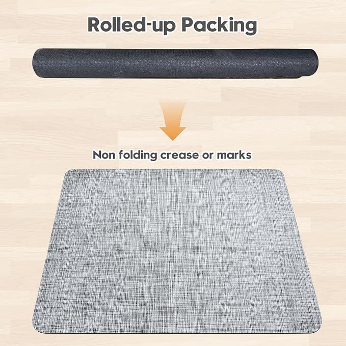 Sycoodeal Office Chair Mat for Hardwood & Tile Floor, 36" x 48" Heavy Duty Computer Gaming Chair Mat for Rolling Chairs Non-Curve, Anti-Slip, Floor Protector for Home Office (Grey)