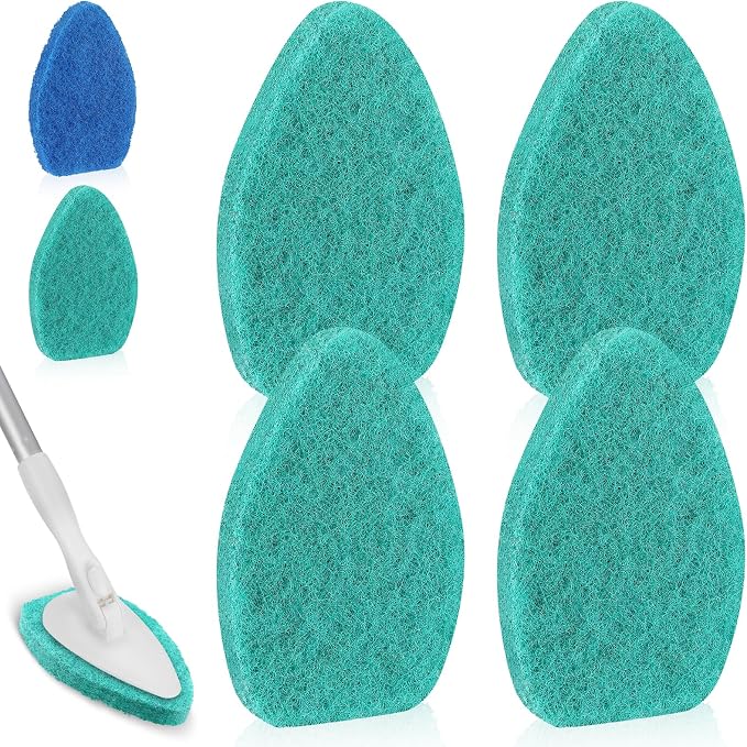 Baderke 4 Pcs Tub Tile Scrubber Cleaning Brush Pad (Without Handle), Green | for Shower Bathroom Buildup Toilet Wall Floor, Brush Non-scratch Scouring Pads, Kitchen Sponges for Cleaning Home