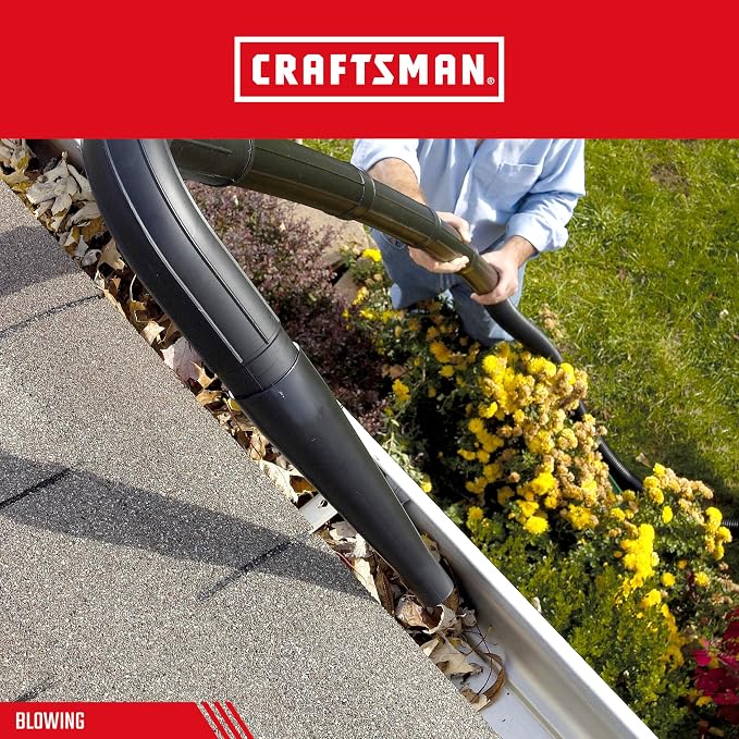 CRAFTSMAN CMXZVBE38640 2-1/2 in. Gutter Cleaning Wet Dry Vac Attachment Kit | Industrial-Grade Shop Vacuum Accessory for Cleaning or Blowing Debris from Gutters, Fits 2-1/2 in. Hose Diameter