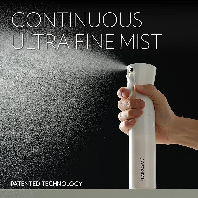 FLAIROSOL Original Continuous Mister Spray Bottle, 10.1oz, White/Coral | For plants, hairstyling, skin, home, pet care, barbers, salons & cleaning, ultra fine mist water sprayer, versatile