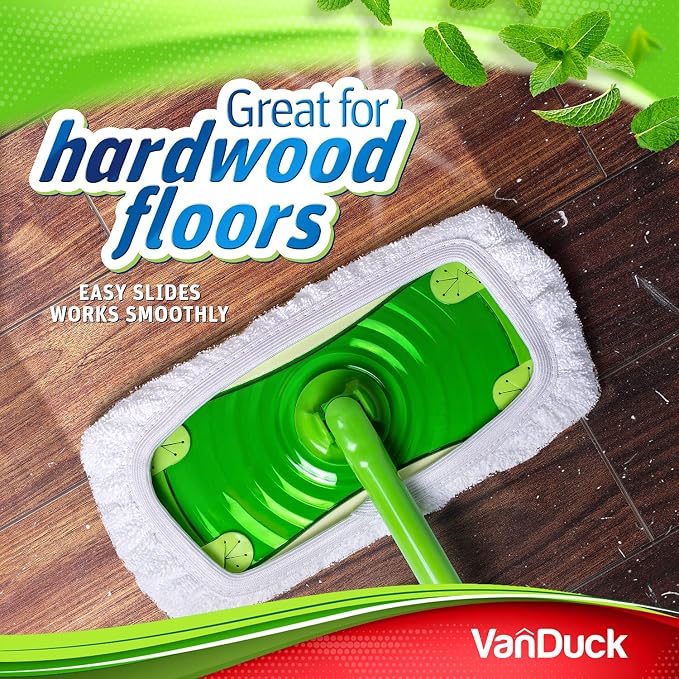 VanDuck Reusable 100% Cotton Mop Pads for Swiffer Sweeper (4-Pack) | Mop not included, reusable terry cloth mop covers, cotton replacement refills, machine washable wet mopping pads