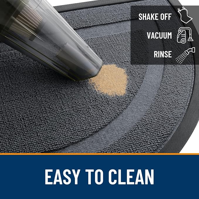 OLANLY Half Circle Front Door Mat Outside 47x23 All-Season Rubber Doormat | Charcoal Gray, Absorbent, Heavy-Duty, Stain and Fade Resistant, Non-Slip Backing, Low-Profile Indoor Outdoor Entryway Mat