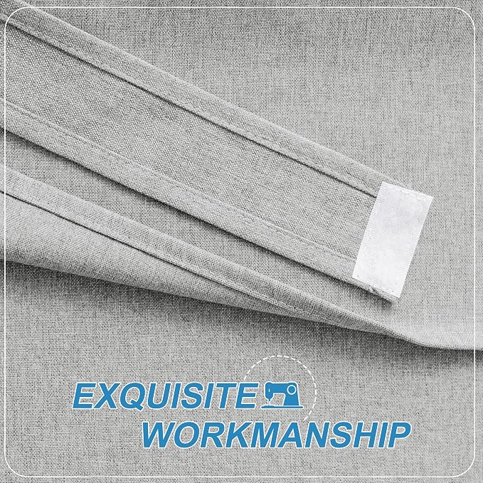 RYB HOME Privacy French Door Curtains for Back Glass Door Inside House | Room Darkening, Farmhouse Home Decor, No Drill, Faux Linen, Shades Blinds Portable for Pation, W26 x L80, Gray, 1 Panel