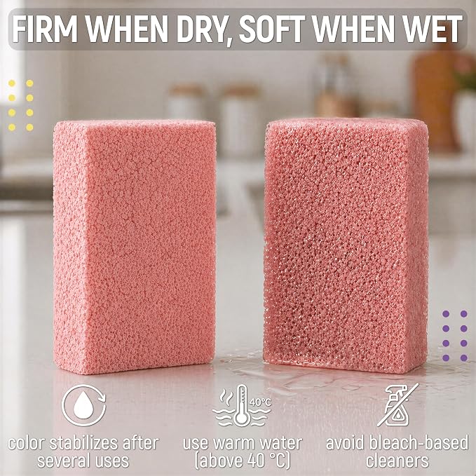 PVA Household Cleaning Sponges, Cleaning Water Absorbent Sponge for Glass, Countertops, Bathroom, Kitchen, Walls, Baseboards, Car, Non Abrasive Long Use Multipurpose Sponge, 12 Pack, 4 Colors