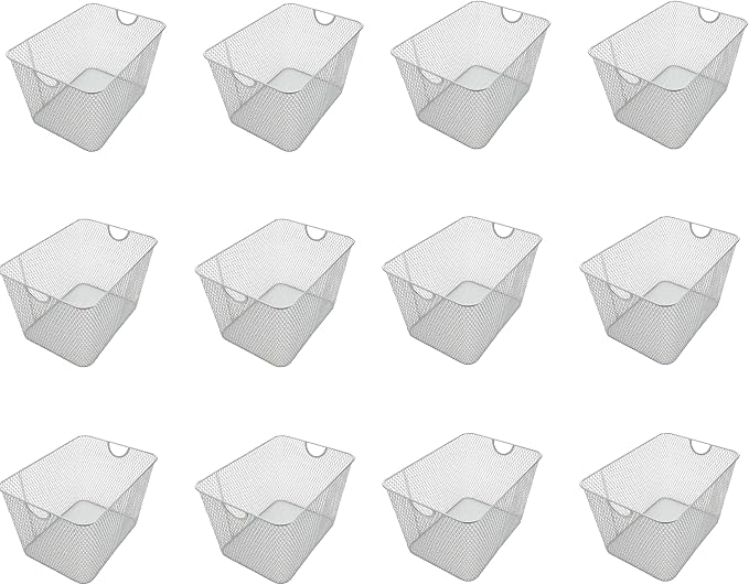 YBM HOME Kitchen Pantry Organizer Wire Baskets for Shelves, Cabinets, Pantry, Countertop, Mesh Open Storage Bin Metal Basket for Organizing Food Supplies, 12 Pack, 15x12x11.5