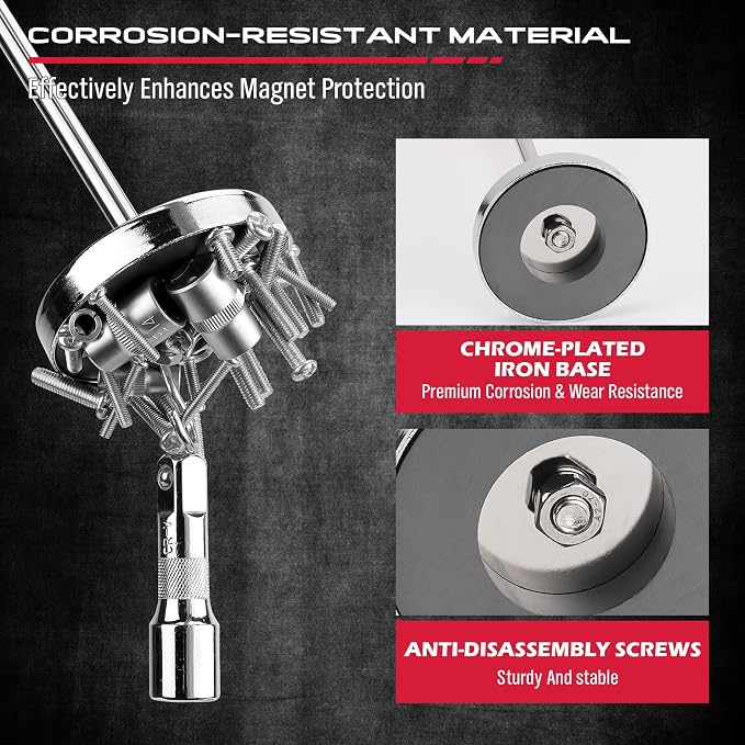 Telescoping Magnetic Sweeper Pickup Tool: Strong Magnet Pick up Nails Screws and Metal Parts Nut Bolts Steel Iron Parts Finder 35LB Pull Capacity Retractable 9" to 34" Telescopic Stick