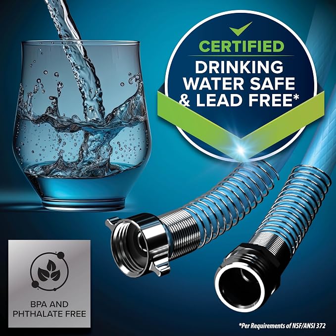 Camco EVOFlex 50-Ft RV Drinking Water Hose - Features Extra Flexible Design w/Stainless Steel Strain Relief Ends - Lead-Free, BPA-Free and Phthalate-Free - 5/8” Inside Diameter (22596) (Pack of 3)