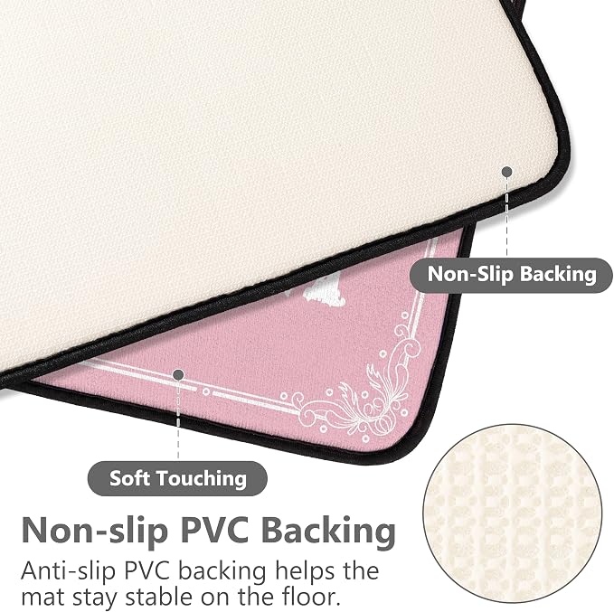 ROMAMIGO Laundry Room Rug Runner Non Slip Laundry Mats Mudroom Runner Farmhouse Kitchen Floor Mat Bathroom Laundry Room Decor Accessories(Pink, 20 X 47 inch)