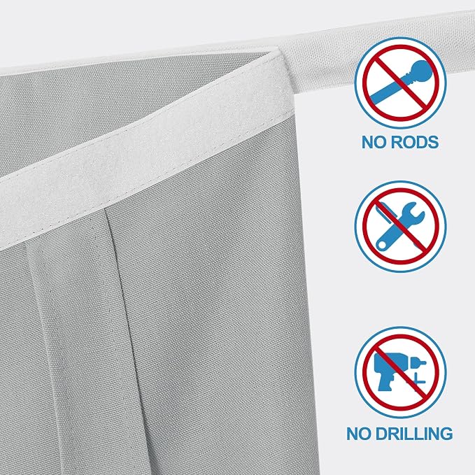 RYB HOME Faux Linen Blended Curtain for Classroom Glass Window, Light Filtering Small Door Window Draperys Privacy for Kitchen Dinning Home,1 Panel, 12W x 40L inches,Light Grey