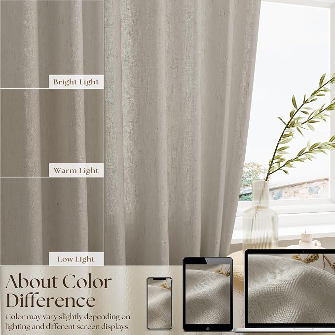 Semi Sheer Sidelight Door Curtains 25 X 72 Inches Long 2 Panels | Burlywood Birch, Privacy Light Filtering, Rustic Curtain, for Front Back Glass Door Window Drapes, Rod Pocket, Tie Back