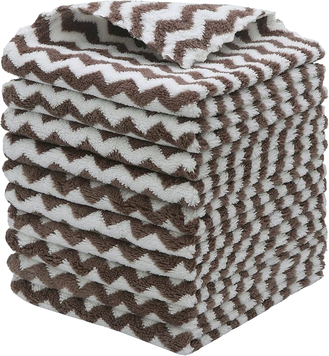 Microfiber Cleaning Cloth, 10 Pack Microfiber Rags,12inx12in, Brown | Lint Free Dish Cleaning Cloths, Fast Drying Dish Rags For Cleaning, Absorbent Washcloths