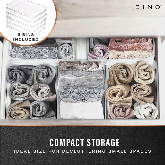 BINO | Plastic Storage Bins, X-Small - 15 Pack | THE LUCID COLLECTION | Multi-Use Built-In Handles BPA-Free Clear Storage Containers | Fridge Organizer | Pantry & Home Organization
