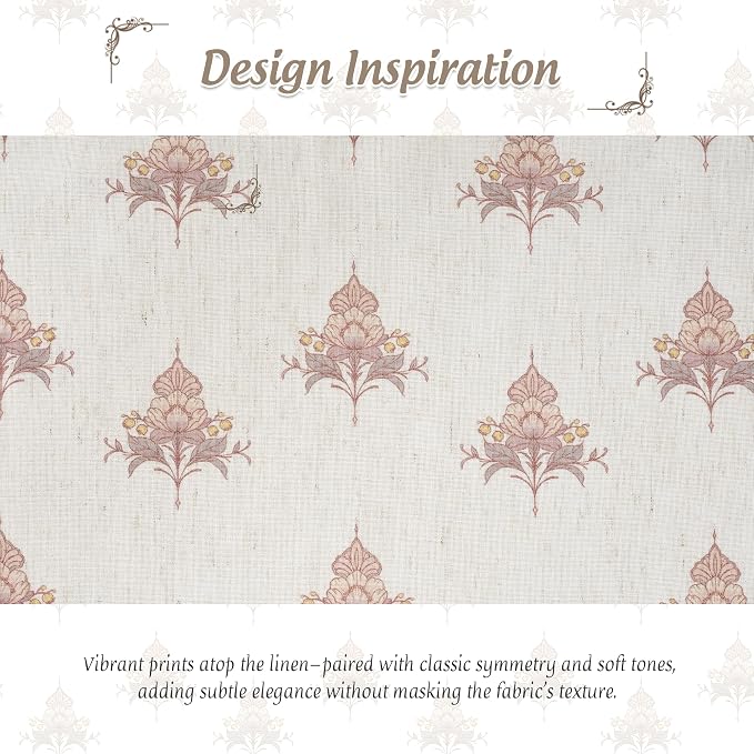 StangH Cordless Floral Linen Roman Shades for Windows, W30 x L64, 1 Panel | Magnetic Window Shades, Floral Printed Pattern, Light Filtering with Privacy, Vintage Farmhouse Decor, for Living Room