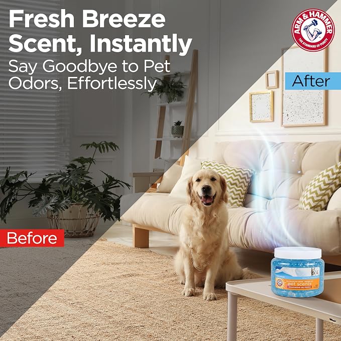 Arm & Hammer Pet Scents Deodorizing Gel Beads, Fresh Breeze, 12 Oz | Long-lasting odor control for rooms, closets, and small spaces, no plug-in or spray needed