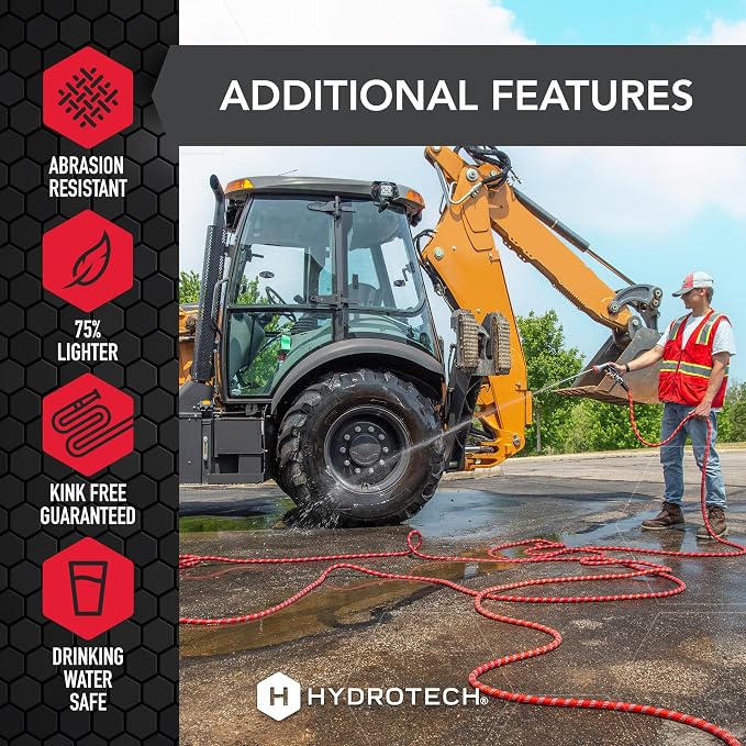HydroTech Pro Series 200 ft Max Flow Garden Hose, 3/4 in Diameter | Patented Force Control Technology delivers 2x max water flow with lightweight, kink-free performance and compact storage.