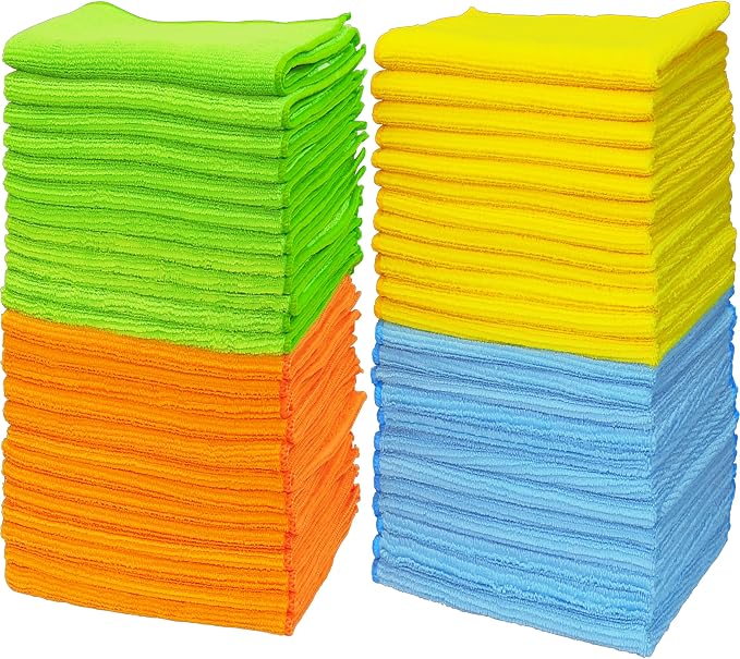 Simple Houseware 12" x 12" Microfiber Cleaning Cloth 50 Pack, 4 Colors