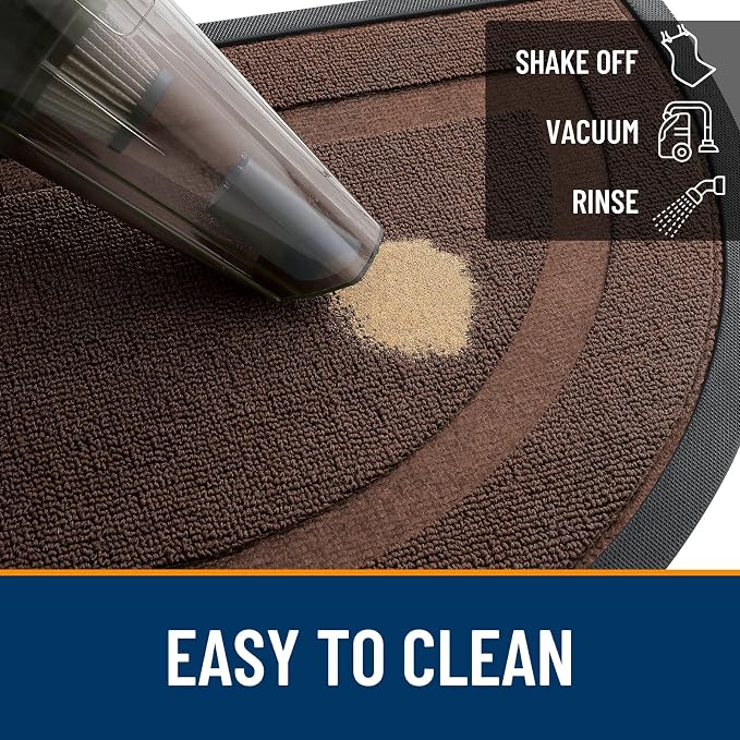 OLANLY Half Circle Front Door Mat Outside 29.5x17 All-Season Rubber Doormat | Chocolate Brown, Absorbent, Heavy-Duty, Stain and Fade Resistant, Non-Slip Backing, Low-Profile Indoor Outdoor Entryway Mat