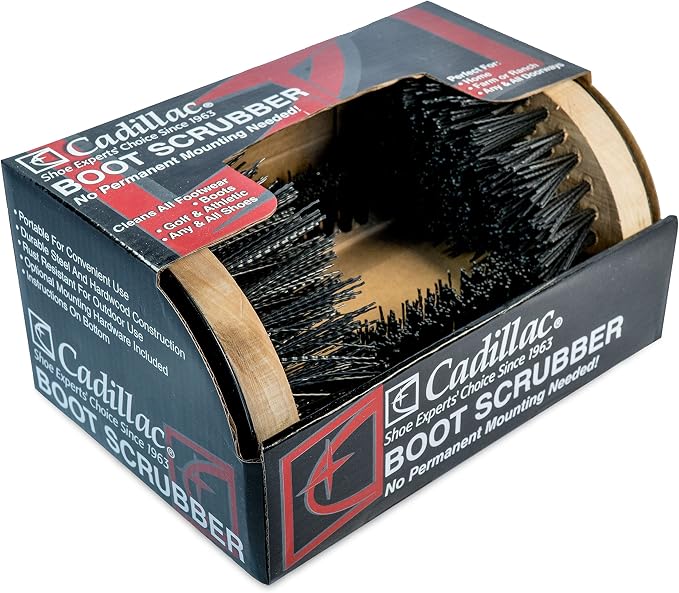 Cadillac Boot Scrubber Shoe Brush, Mountable Boot Cleaner | Indoor & Outdoor Scraper & Buffer, For Work Footwear & Sneakers