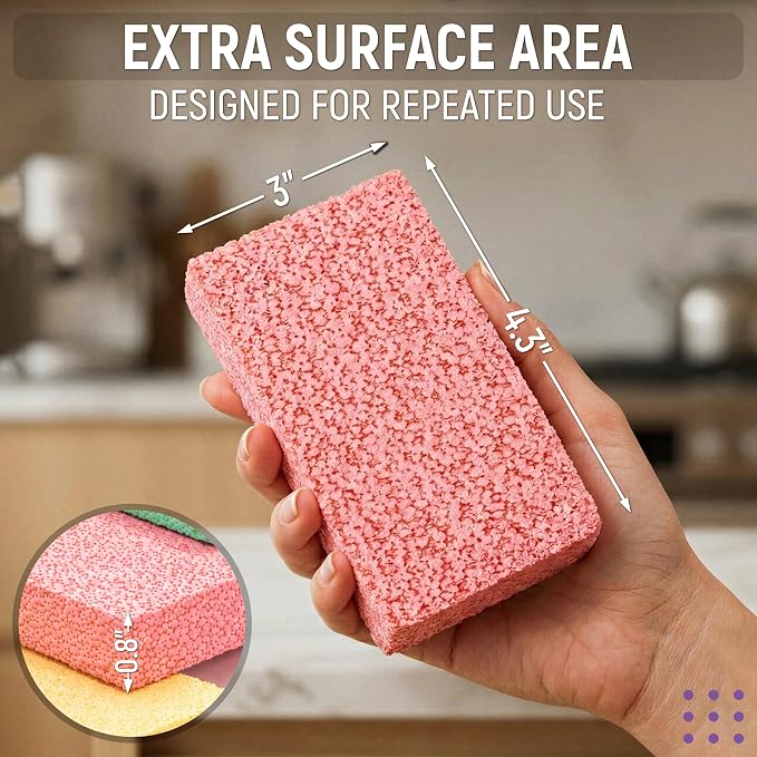 PVA Household Cleaning Sponges, Cleaning Water Absorbent Sponge for Glass, Countertops, Bathroom, Kitchen, Walls, Baseboards, Car, Non Abrasive Long Use Multipurpose Sponge, 12 Pack, 4 Colors