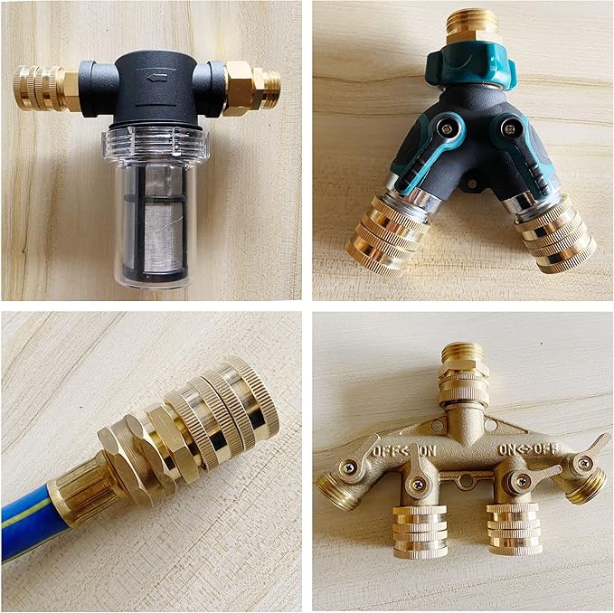 M MINGLE Garden Hose Adapter 3/4”, Male to Male, Female to Female, 4-Pack | Standard 3/4” GHT, Solid Brass Connector, Rust-resistant, Easy to Install, No Leakage, Extra 4 Washers