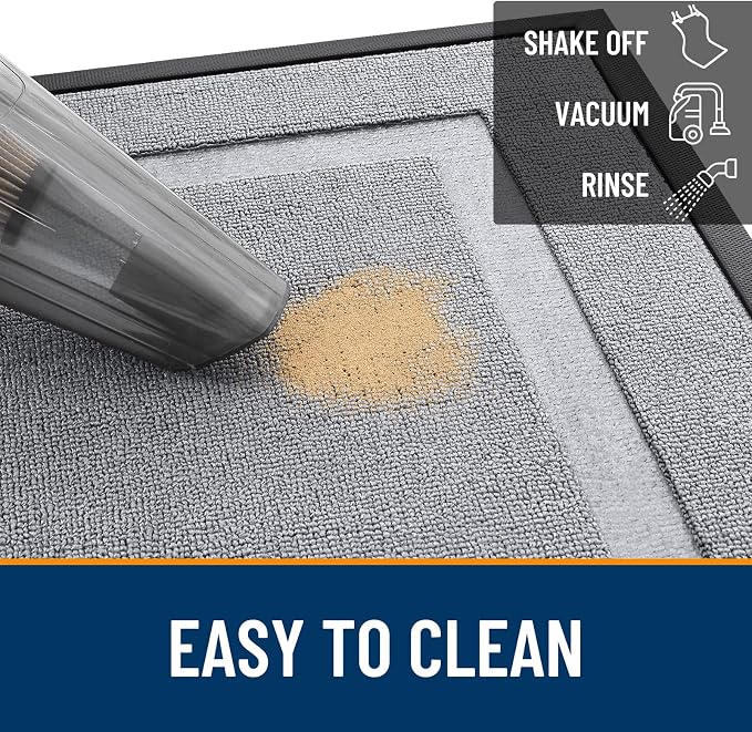 OLANLY Front Door Mat Outside 59x34, All-Season Heavy-Duty Rubber Doormat | Silver Gray, Absorbent, Stain Fade Resistant, Waterproof Non-Slip Backing, Low-Profile Indoor Outdoor Floor Mat for Entryway