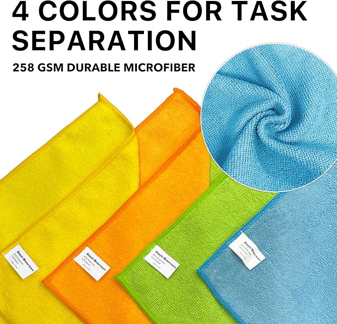 Simple Houseware 12" x 12" Microfiber Cleaning Cloth 50 Pack, 4 Colors