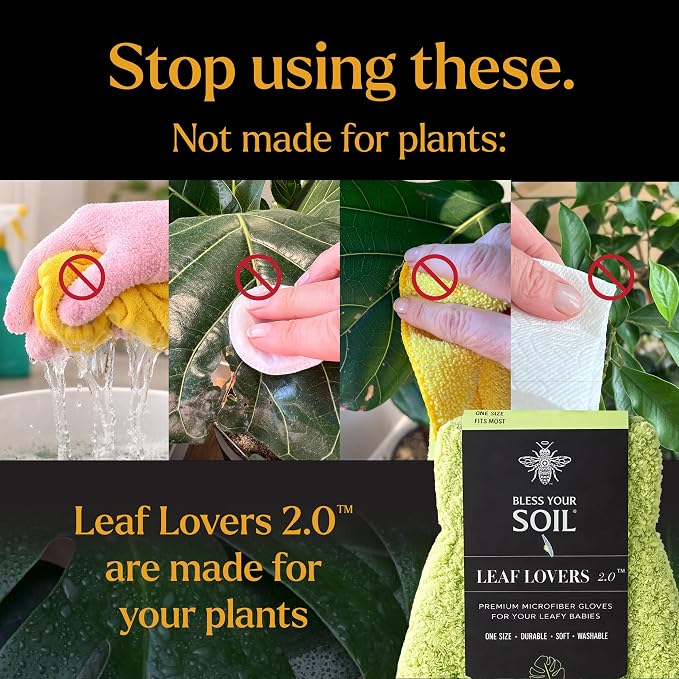 Microfiber Dusting Gloves for Plants, Premium Leaf Cleaning Gloves for Houseplants - Reusable, Lint Free