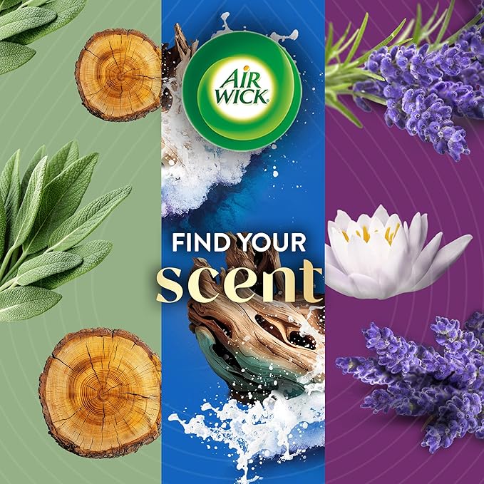 Air Wick Plug-In Scented Oil Refills, 4 Count, Cotton & White Lotus, Air Freshener, Essential Oils