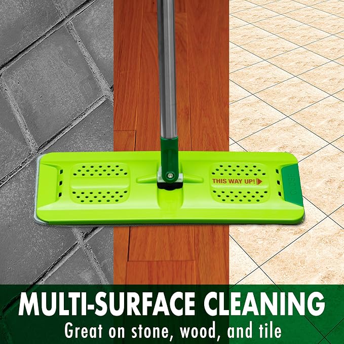 Libman Rinse 'n Wring Mop and Bucket System, 5 Microfiber Pads Included | Wet & dry mop with dual clean/dirty water chambers; power blades; 5 microfiber pads included.
