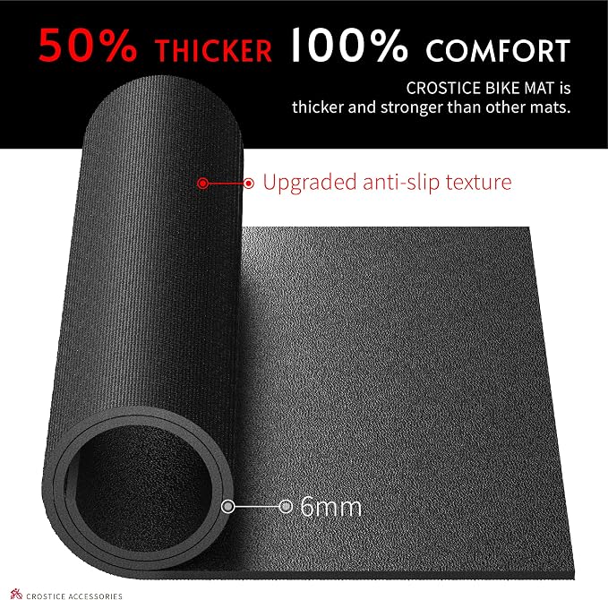 2-Piece Bike Mat Compatible with Peloton Bike, 6mm Floor Protector | Double bike mat compatible with Peloton bike, 6mm, providing non-slip waterproof protection for hardwood or carpet