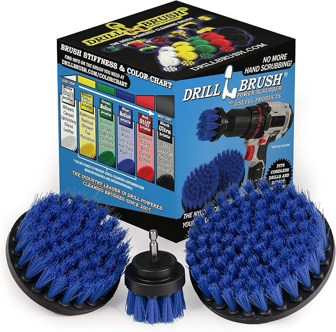Kayak - Canoe - Yacht - Raft - Drill Brush - Boat Accessories - Fiberglass | Hull Cleaner - Cleaning Supplies - Pond Scum, Oil Residue, Weeds, Barnacles, Oxidation - Spin Brush Kit