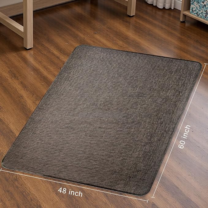 Sycoodeal Office Chair Mat for Hardwood & Tile Floor, 48" x 60" Heavy Duty Computer Gaming Chair Mat for Rolling Chairs Non-Curve, Anti-Slip, Floor Protector for Home Office (Coffee)